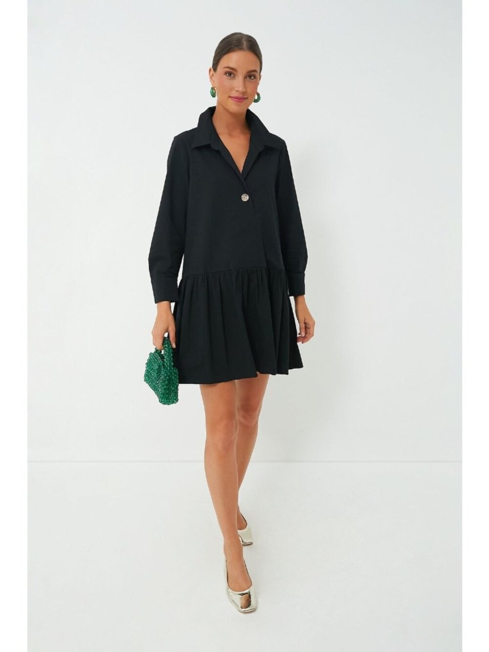 Pomander Place by Tuckernuck Black Cleia Dress sz XS NWT Long Sleeve Drop Waist